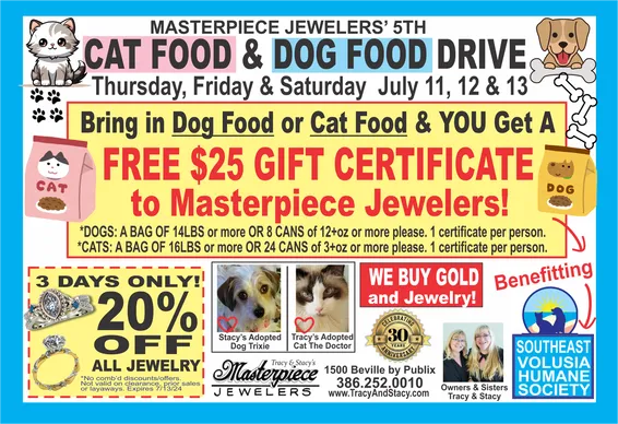 Read article: Join Masterpiece Jewelers For Their Cat And Dog Food Drive!