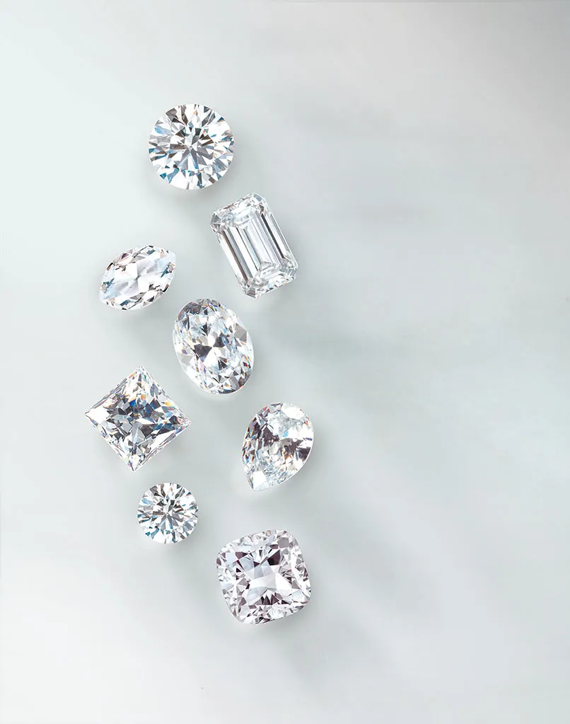 Loose Diamonds with Various Types of Faceting