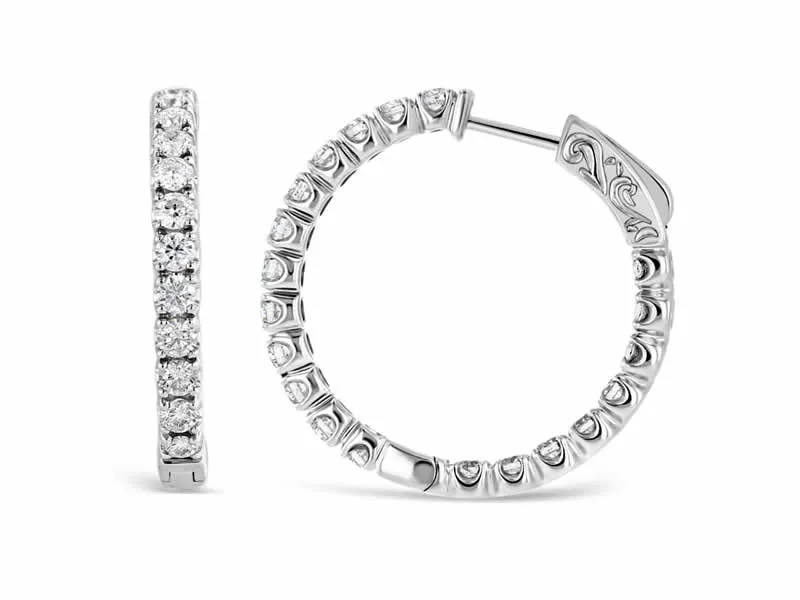 14K White Gold Diamond Hoop Earrings $995 Van Adams Jewelers Snellville, GA