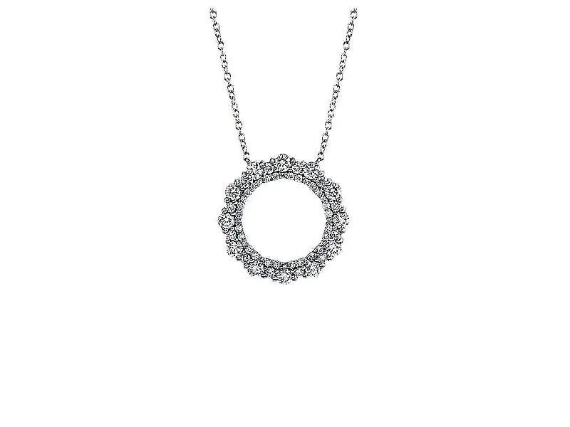 Diamond Circle Pendant $1495 This exquisite fancy diamond circle pendant puts a modern twist on a timeless favorite, featuring over one carat of round sparkling diamonds that deliver exceptional brilliance, elegance, and eye-catching everyday luxury you&rsquo;ll love&mdash;regular price $2,995, now on sale for $1,495. Van Adams Jewelers Snellville, GA