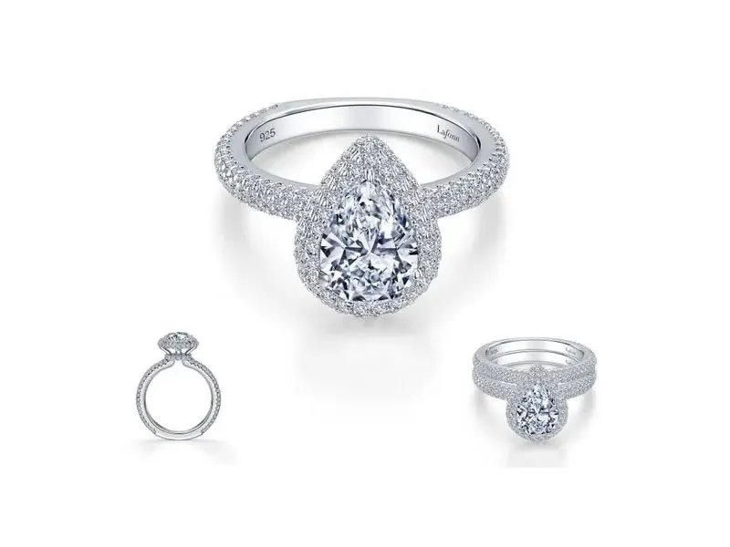 Stunning Engagement Ring $155 Make a statement during our After Christmas Sale with this halo ring, featuring a pear-shaped simulated diamond center surrounded by a sparkling halo of Lafonn simulated diamonds, in platinum-bonded sterling silver&mdash;regularly $310, now $155. Van Adams Jewelers Snellville, GA