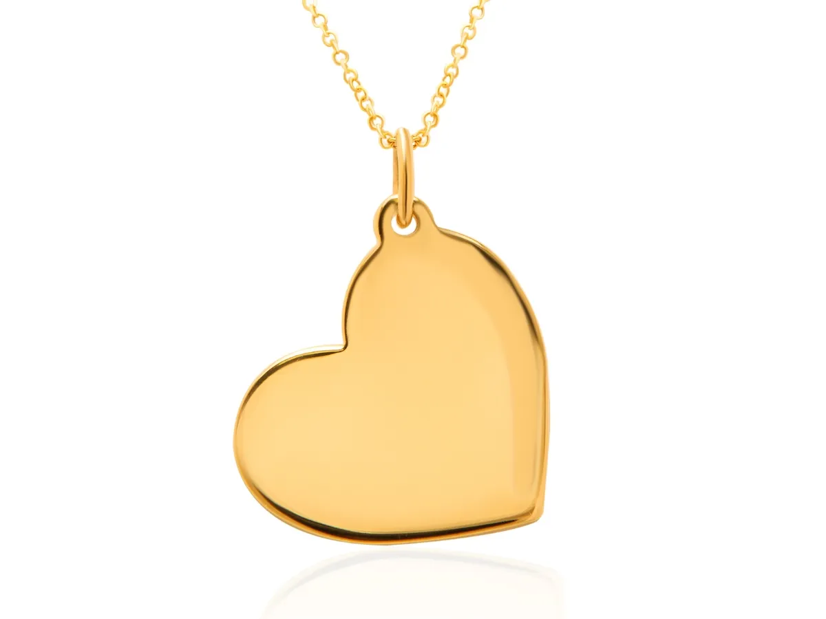 Gold heart-shaped pendant necklace.