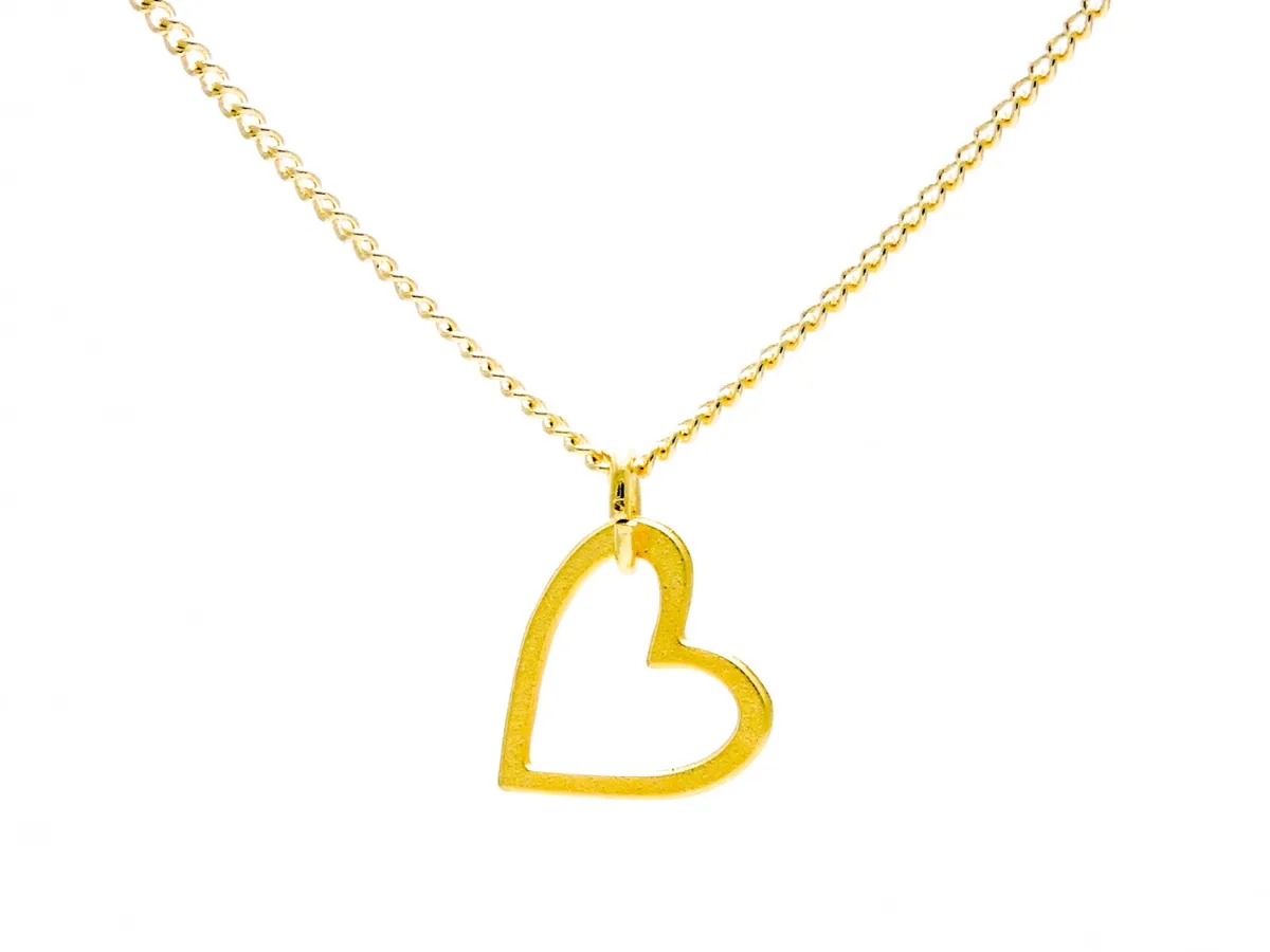 Hollow gold heart pendant necklace.