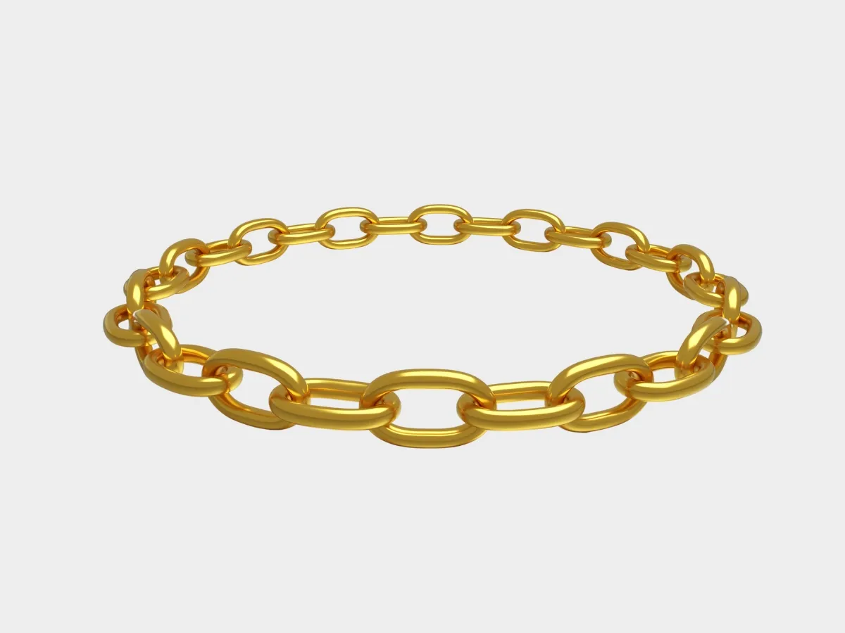 Gold chain link bracelet.