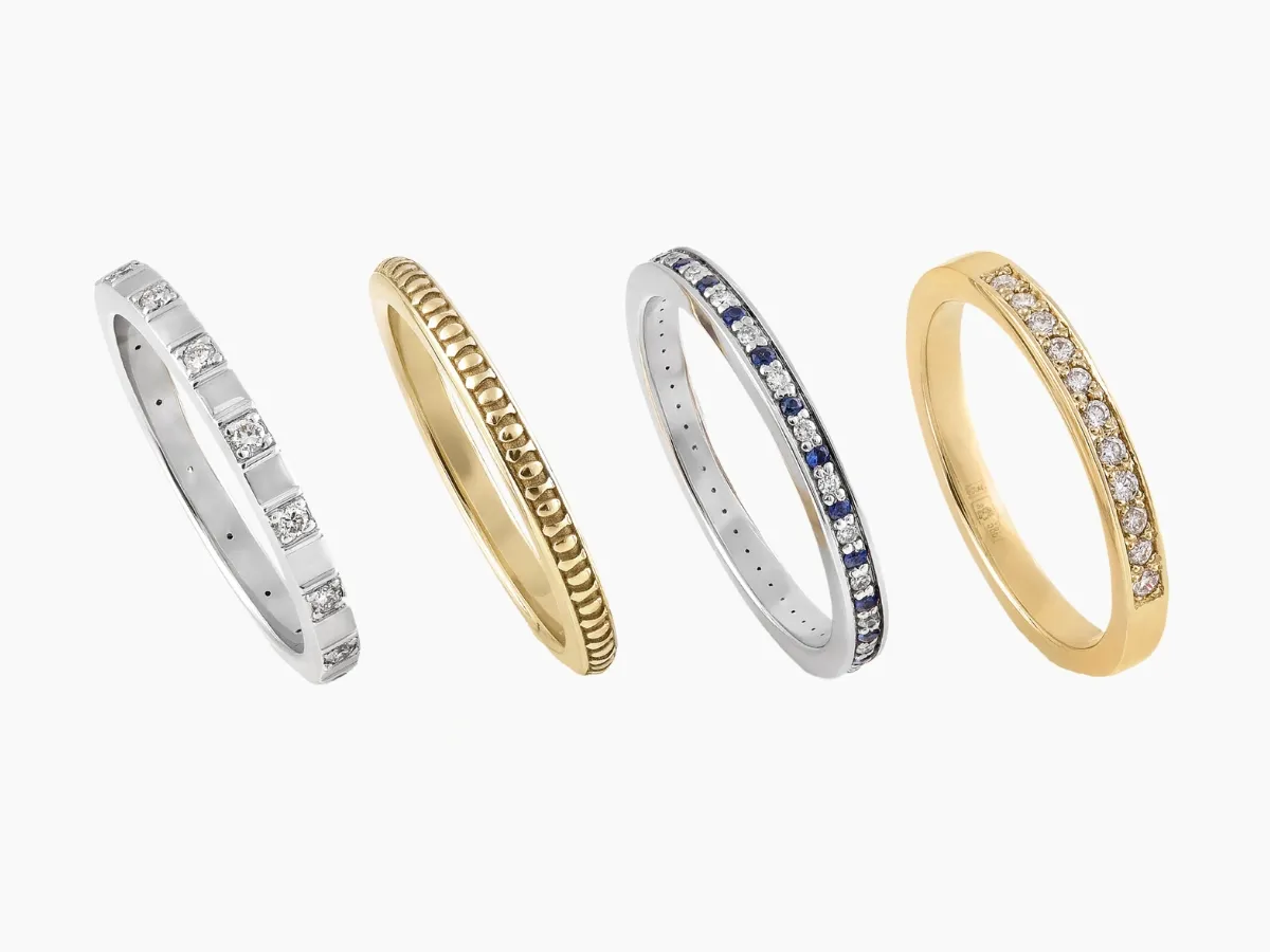 Set of gold and silver bands.