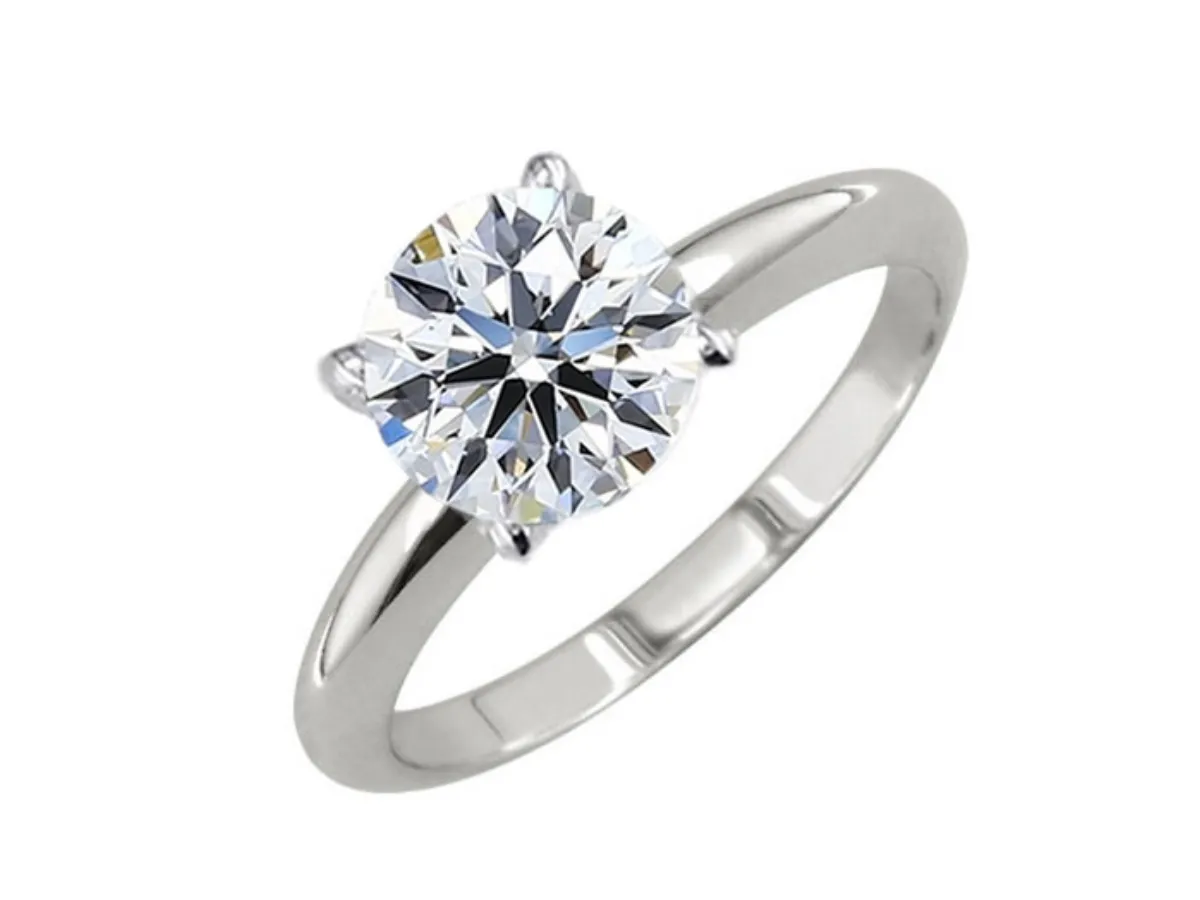 Classic round-cut diamond engagement ring.