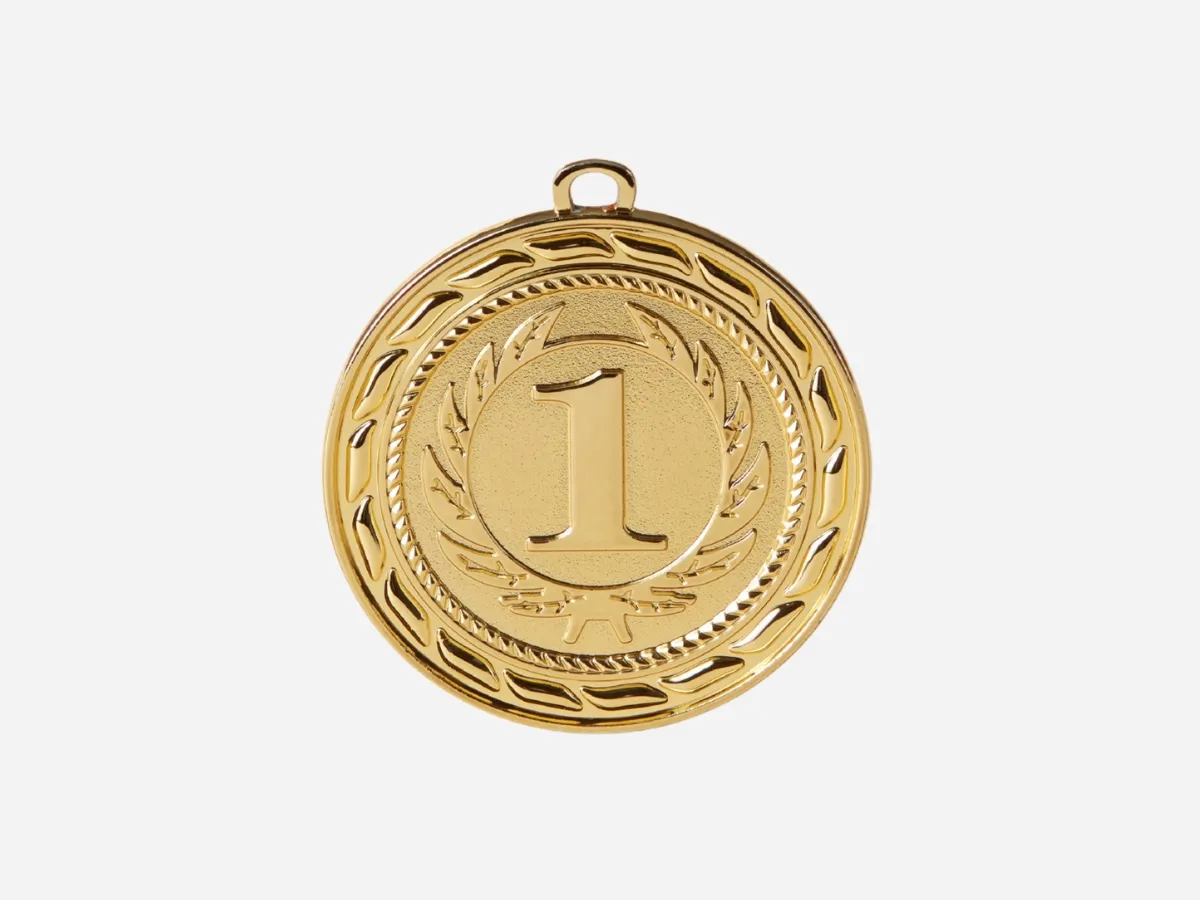 Gold number one medal pendant.