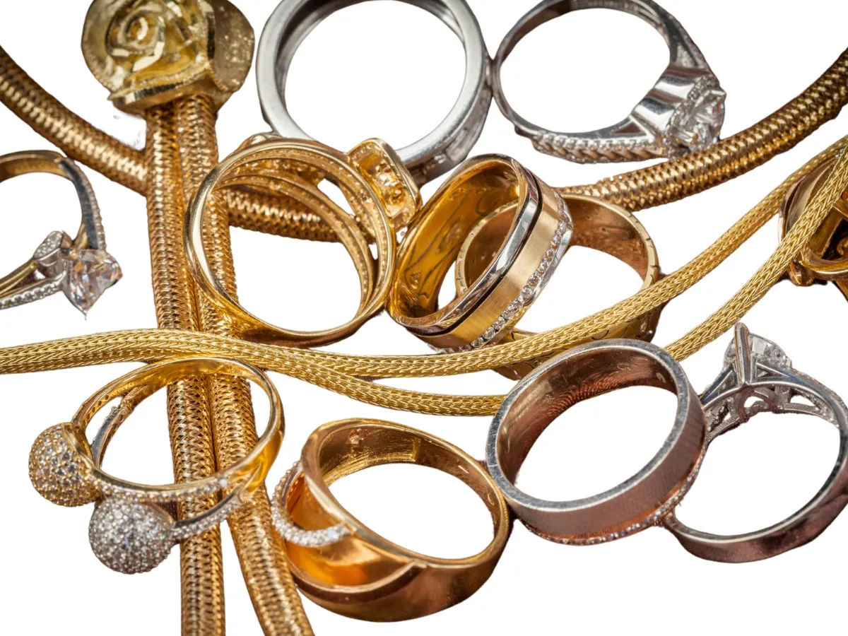 Assorted gold and diamond rings.
