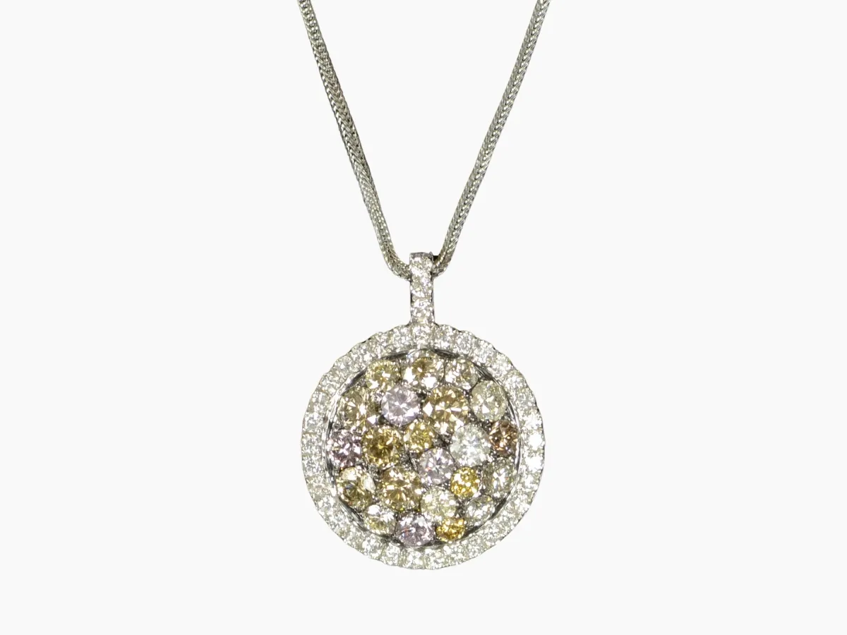 Pendant features a detailed and intricate design.