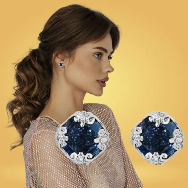 Reg: $3250Black Friday Price: $995 14K White Gold Blue Topaz Earrings Van Adams Jewelers Snellville, GA