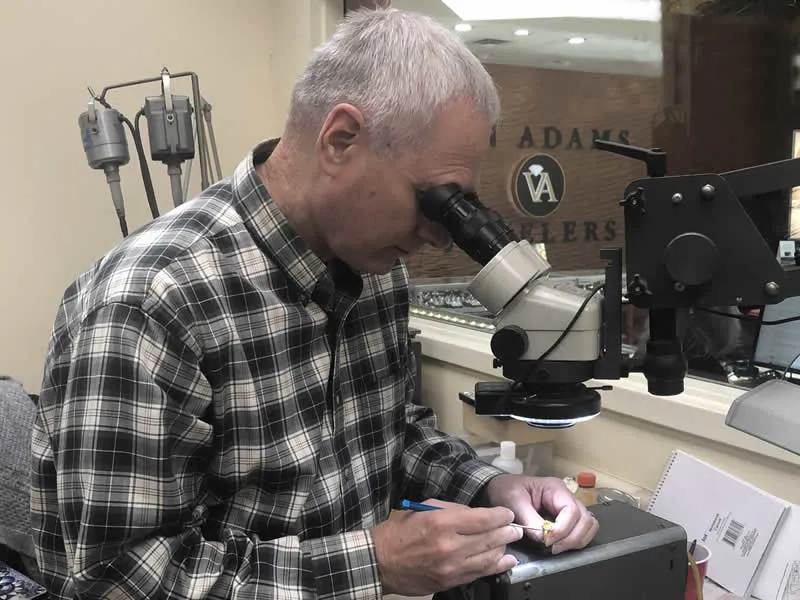Jewelry Inspection Services Included in your jewelry cleaning is a free jewelry inspection. Among other things, we check for missing stones, and worn or broken prongs (which hold your stones in place).Checking the safety of your items is the main reason you should have your jewelry inspected. The jeweler will check your setting for problems such as worn, bent or broken prongs.Your stones will be examined to see if they are loose, and if they are, they will be tightened. Your items will be checked for worn and broken parts. Van Adams Jewelers Snellville, GA