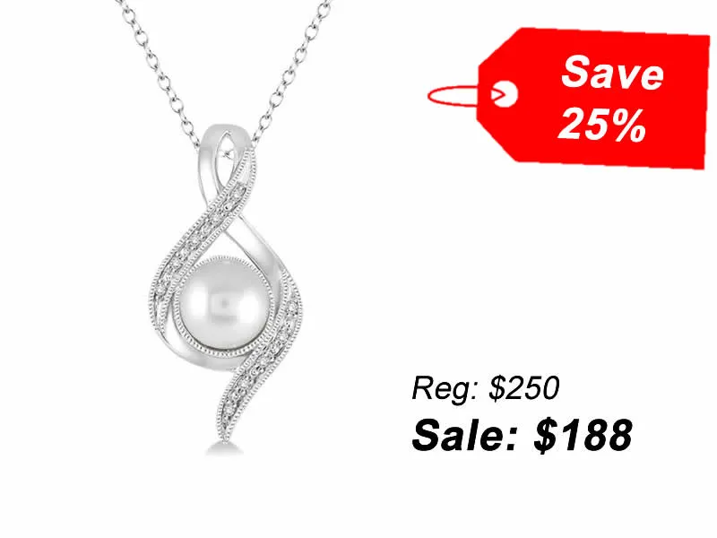 Silver Pearl and Diamond Pendant  Van Adams Jewelers Snellville, GA