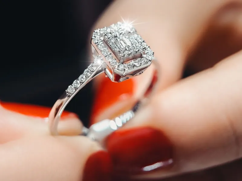 A freshly polished and rhodiumed diamond ring at Van Adams Jewelers Snellville, GA
