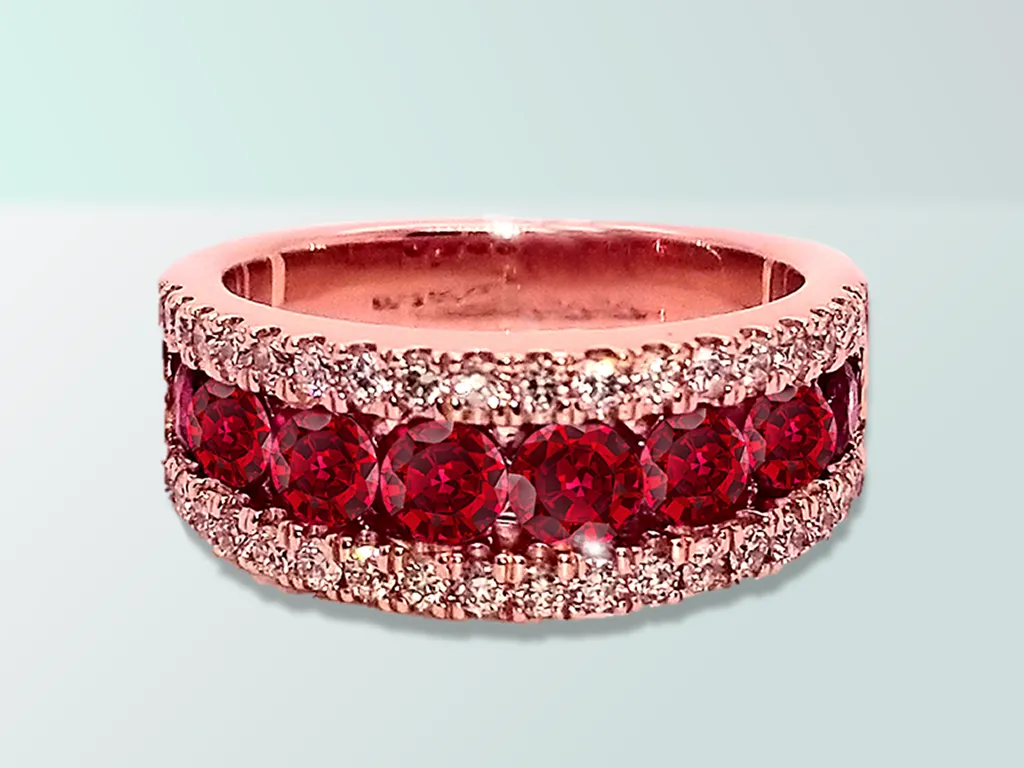 Diamond and Ruby custom designed ring from Van Adams Jewelers Atlanta, GA