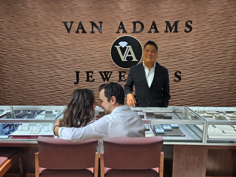  Van the Diamond Man helping a Gwinnett couple find the perfect engagement ring Van Adams Jewelers Snellville, GA