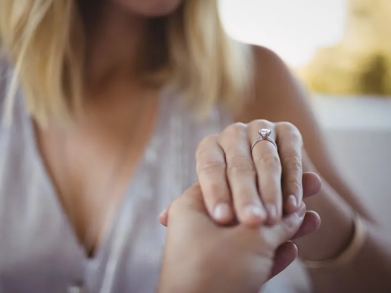 Natural diamond engagement ring on hand in Snellville GA jewelry store serving Gwinnett County 