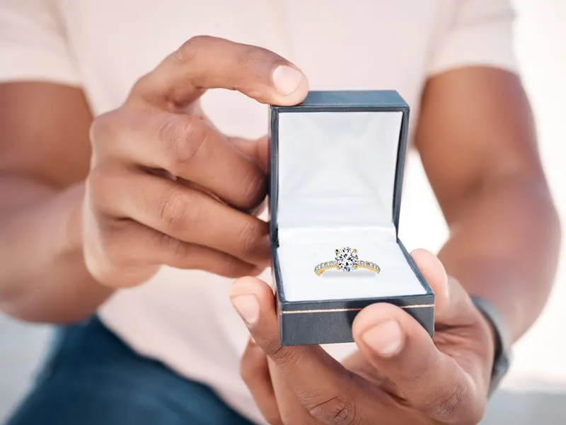 Ready-to-propose engagement ring in a gift box at Snellville jewelry store serving Gwinnett County 