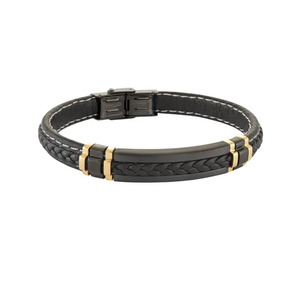  BRAIDED LEATHER & STEEL BRACELET Vandenbergs Fine Jewellery Winnipeg, MB