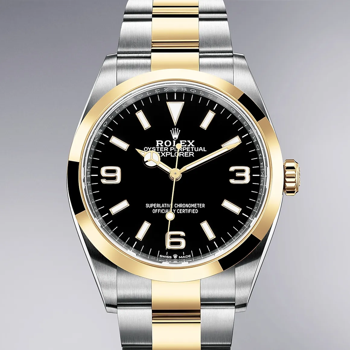 Rolex Explorer two-tone, black dial | Venus Jewelers, Somerset NJ
