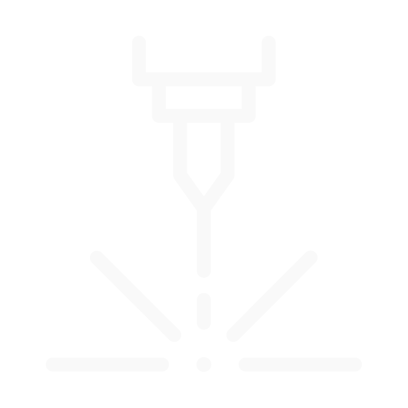 Line drawing of a laser engraving tool icon.