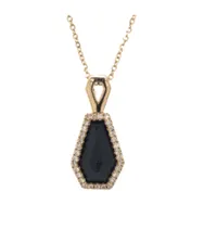 14KT Black Onyx & Diamond Pendant Necklace!
