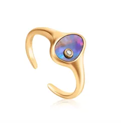 Yellow 14 Kt Gold Over Sterling Tidal Abalone Ring