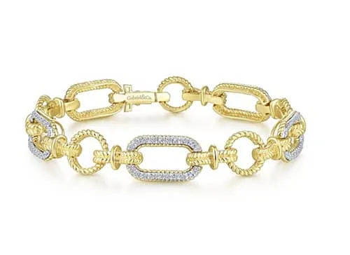 Gold & Diamond Womens Chain Bracelet