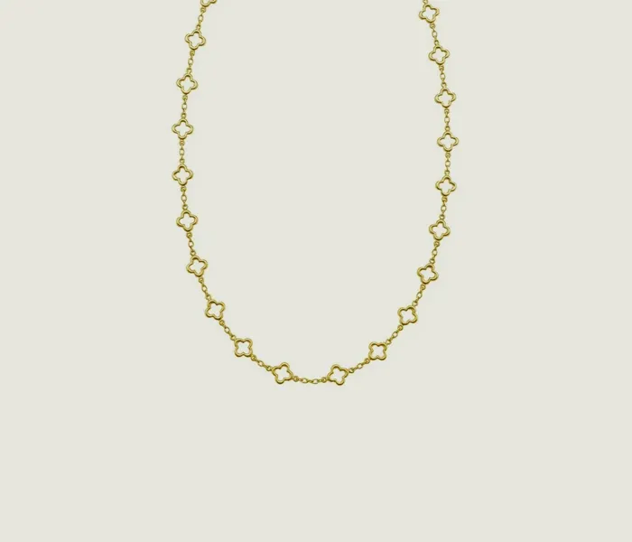 Gold necklace with floral-shaped links, perfect for elegant occasions.