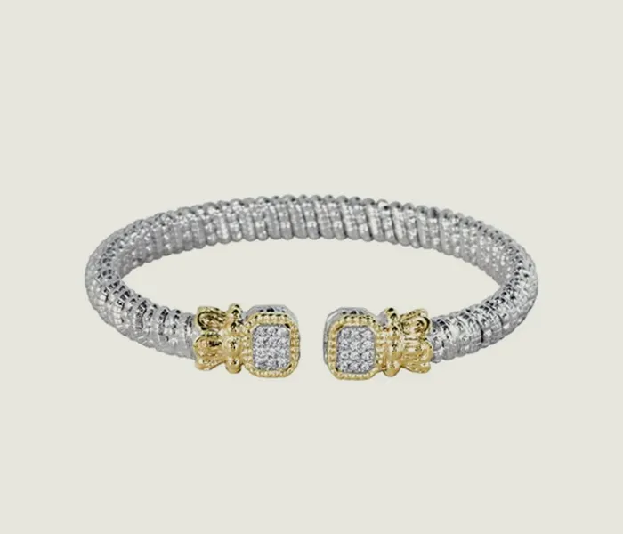 Silver and gold bracelet with diamond accents, available at Whidby Jewelers.