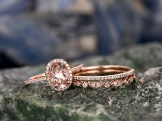Oval Engagement Ring. Rose Gold Wedding Rings. High Quality Wedding Ring  Set. Eternity Band Ring. Rose Gold Stacking Rings. Silver Rings. 