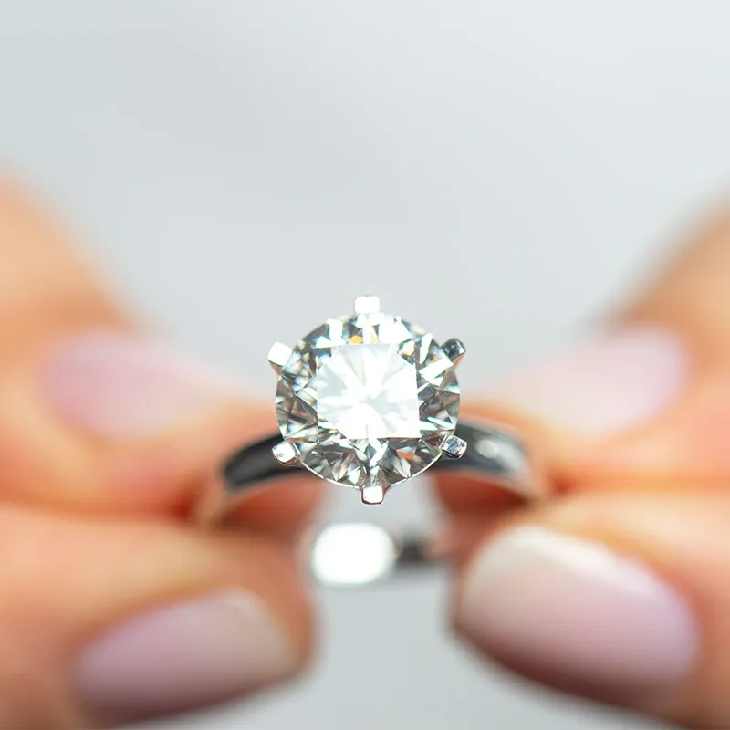 Close-up diamond engagement ring