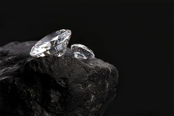 Natural diamonds on rock