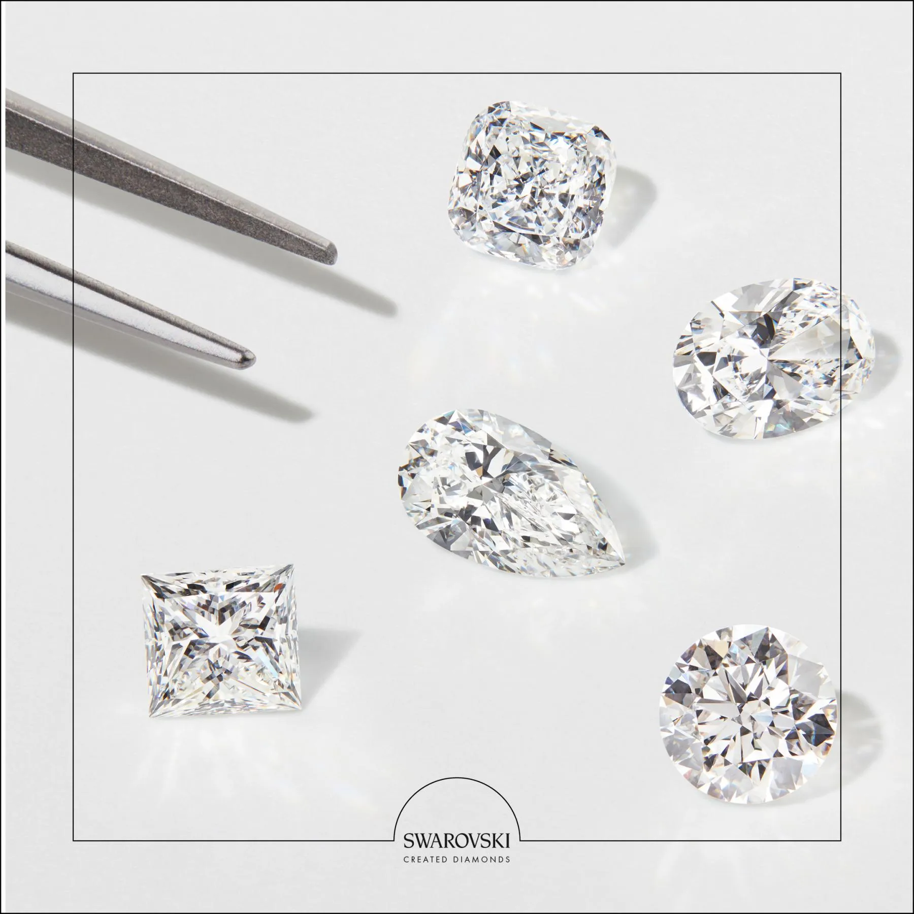THE PERFECT CUT Looking for a diamond that expresses your unique personality? Swarovski Created Diamonds are crafted in six classically beautiful cuts: Round Brilliant, Square Princess, Cushion, Pear, Oval and Radiant. Each is a masterpiece of cutting technology with its own personality, charm, and story, able to bring your imagination to life. Maharajas Fine Jewelry & Gift Panama City, FL