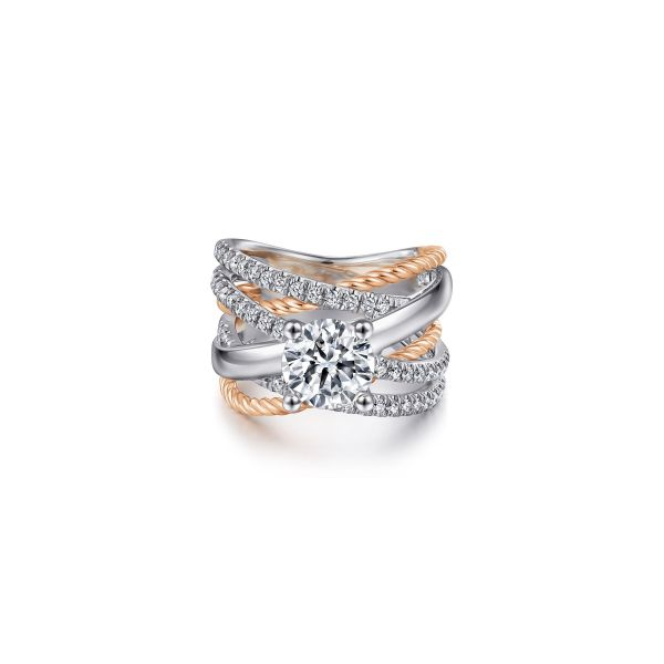 Gabriel & Co 14K White-Rose Gold Free Form Round Diamond Engagement Ring Tom Cook Jeweler, Inc. Daytona Beach, FL