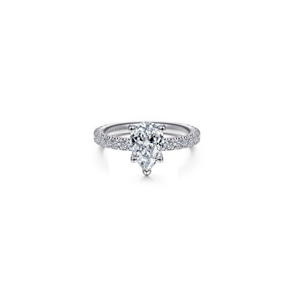 Gabriel & Co 14K White Gold Hidden Halo Pear Shape Diamond Engagement Ring Tom Cook Jeweler, Inc. Daytona Beach, FL