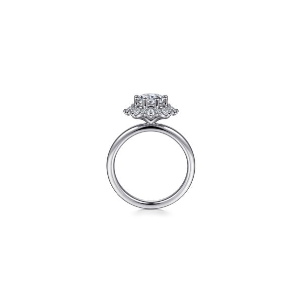 Gabriel & Co 14K White Gold Bursting Halo Round Diamond Engagement Ring Image 2 Tom Cook Jeweler, Inc. Daytona Beach, FL
