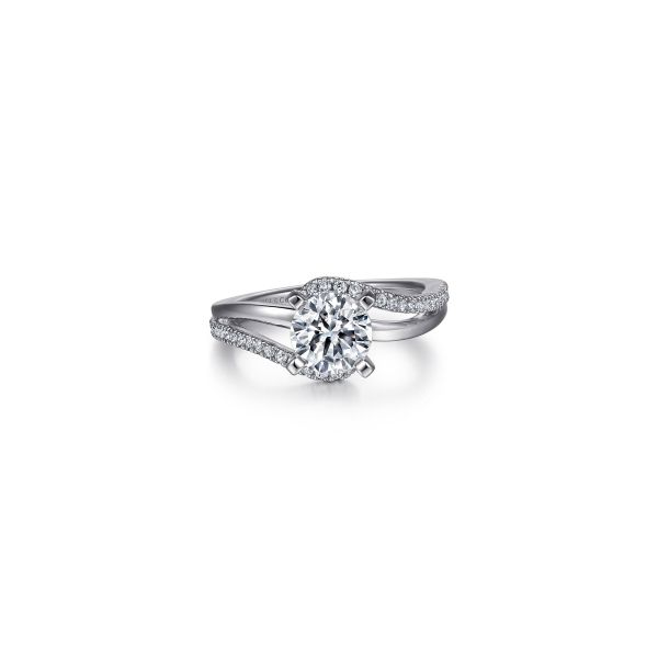 Gabriel & Co 14K White Gold Round Bypass Diamond Engagement Ring Tom Cook Jeweler, Inc. Daytona Beach, FL