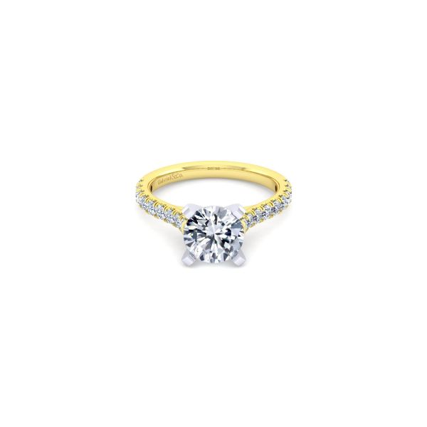 Gabriel & Co 14K White-Yellow Gold Round Diamond Engagement Ring Tom Cook Jeweler, Inc. Daytona Beach, FL