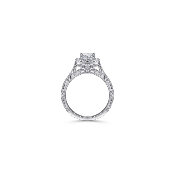 Gabriel & Co Vintage Inspired 14K White Gold Cushion Halo Diamond Engagement Ring Image 2 Tom Cook Jeweler, Inc. Daytona Beach, FL