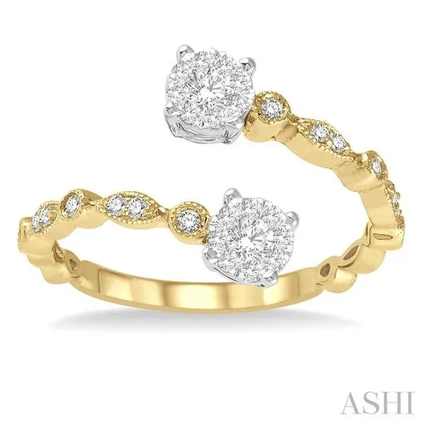 1/3 Ctw Round Shape Open Center Lovebright 2Stone Diamond Ring in 14K  Yellow and White Gold