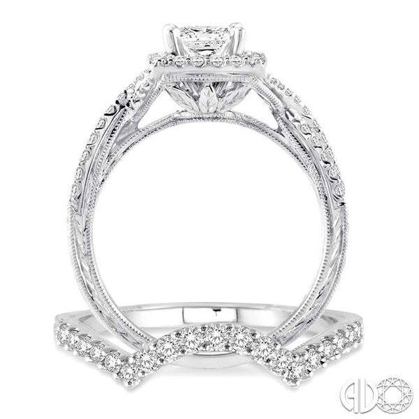 1 1/6 Ctw Diamond Wedding Set with 1 Ctw Princess Cut Engagement Ring and 1/5 Ctw Wedding Band in 14K White Gold Image 3 Trinity Diamonds Inc. Tucson, AZ