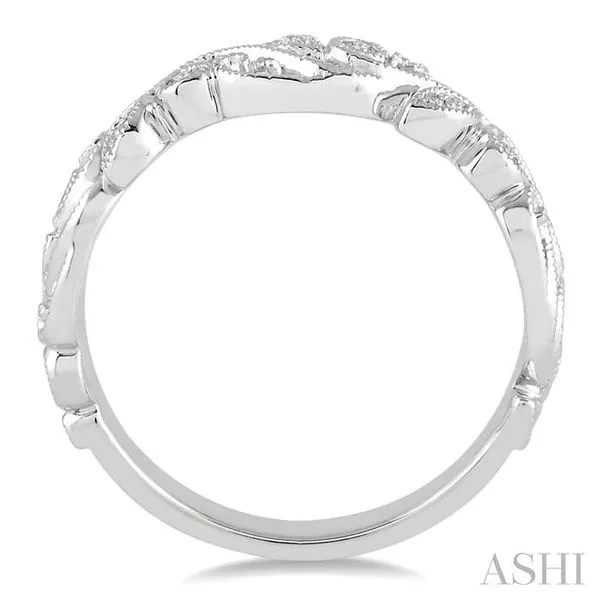 1/10 Ctw Round Cut Diamond Leaf Ring in 14K White Gold