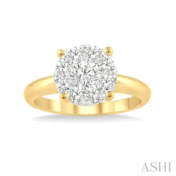 1/3 ctw Star Shape Lovebright Round Cut Diamond Ring in 14K White and  Yellow Gold