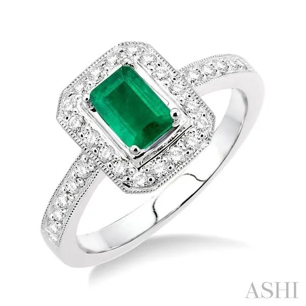 Warren Emerald Ring with Diamonds in 14K Yellow Gold (May), 9 (X-Large)