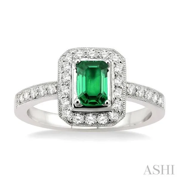 Warren Emerald Ring with Diamonds in 14K Yellow Gold (May), 9 (X-Large)