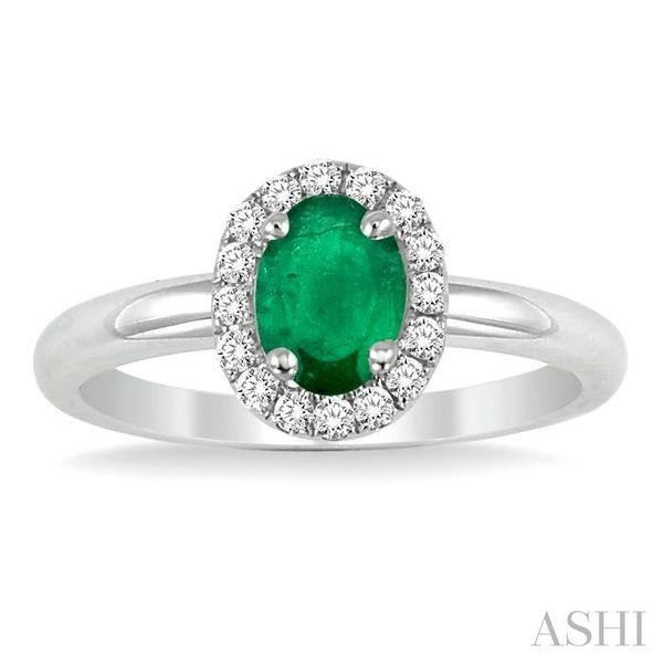 Warren Emerald Ring with Diamonds in 14K Yellow Gold (May), 9 (X-Large)