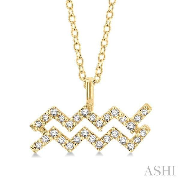 1/10 Ctw Aquarius Round Cut Diamond Zodiac Pendant With Chain in 14K Yellow Gold Trinity Diamonds Inc. Tucson, AZ