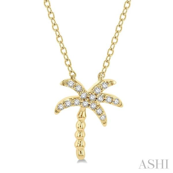 1/10 ctw Palm Tree Round Cut Diamond Petite Fashion Pendant With Chain in 14K Yellow Gold Trinity Diamonds Inc. Tucson, AZ