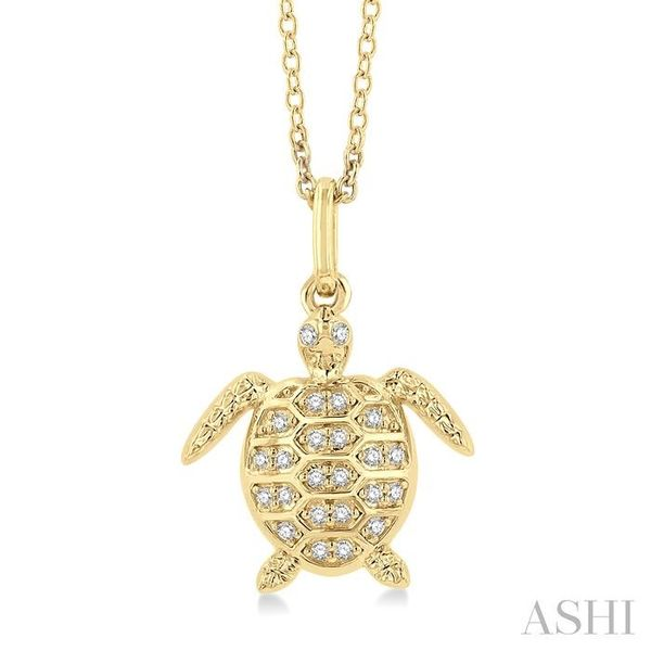 1/10 ctw Petite Sealife Turtle Round Cut Diamond Fashion Pendant With Chain in 10K Yellow Gold Trinity Diamonds Inc. Tucson, AZ