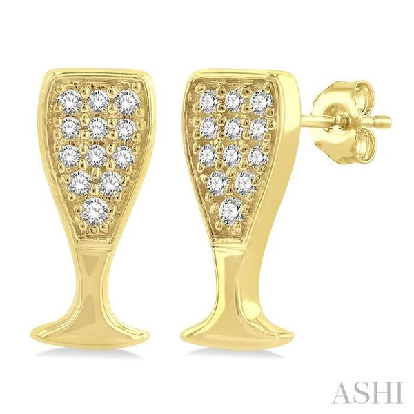 1/10 ctw Petite Champagne Glass Round Cut Diamond Fashion Stud Earring in 10K Yellow Gold Trinity Diamonds Inc. Tucson, AZ